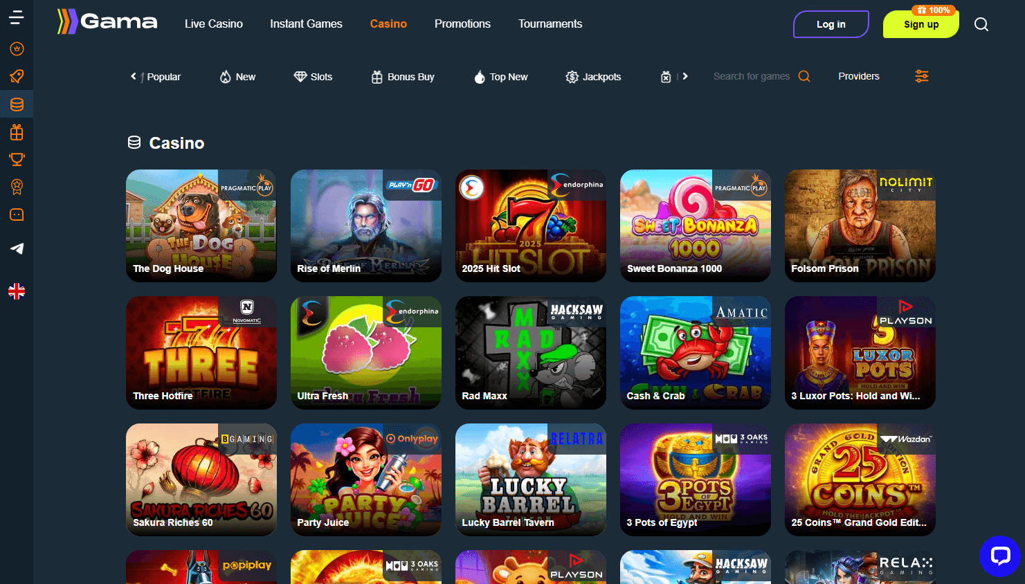 Главная страница Gama Casino